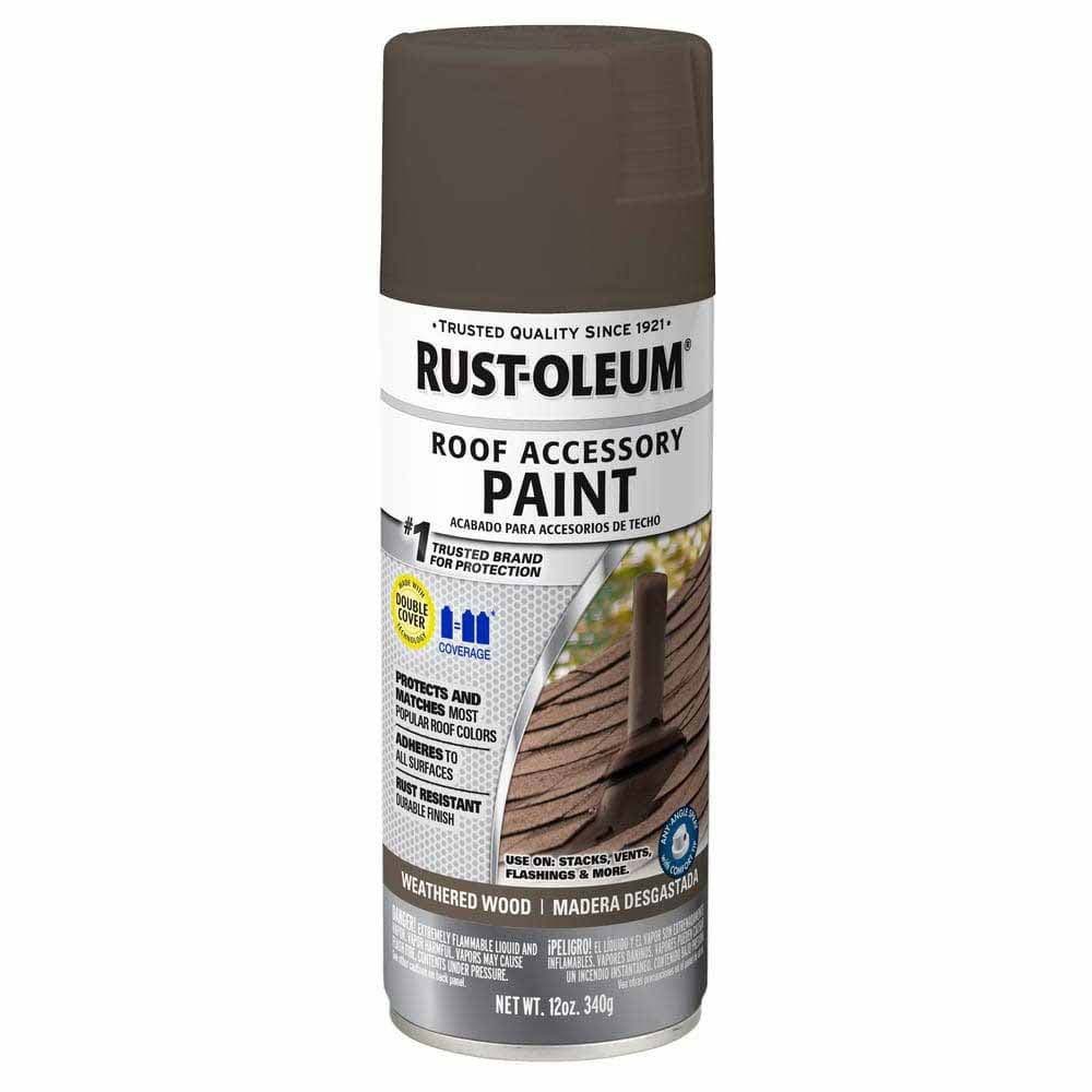 Rust-Oleum 285217 Roof Accessory Coating Spray Paint, Weathered Wood, Flat (12 oz.)
