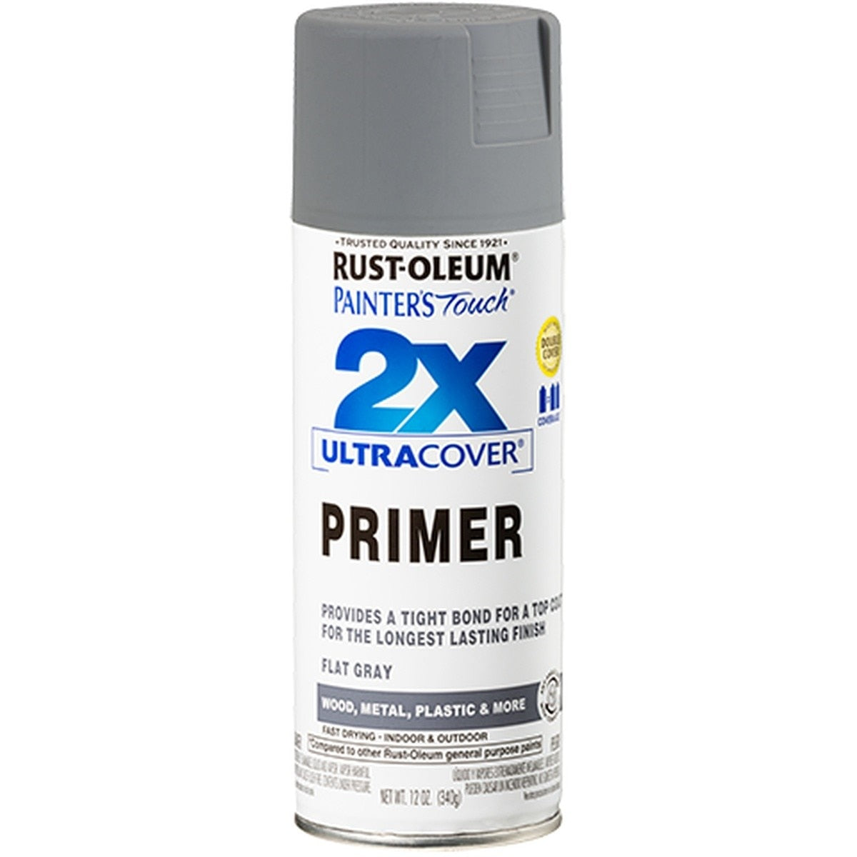 Rust-Oleum 334017 Painters Touch 2X Ultra Cover Flat Gray Primer Spray (12 oz.)