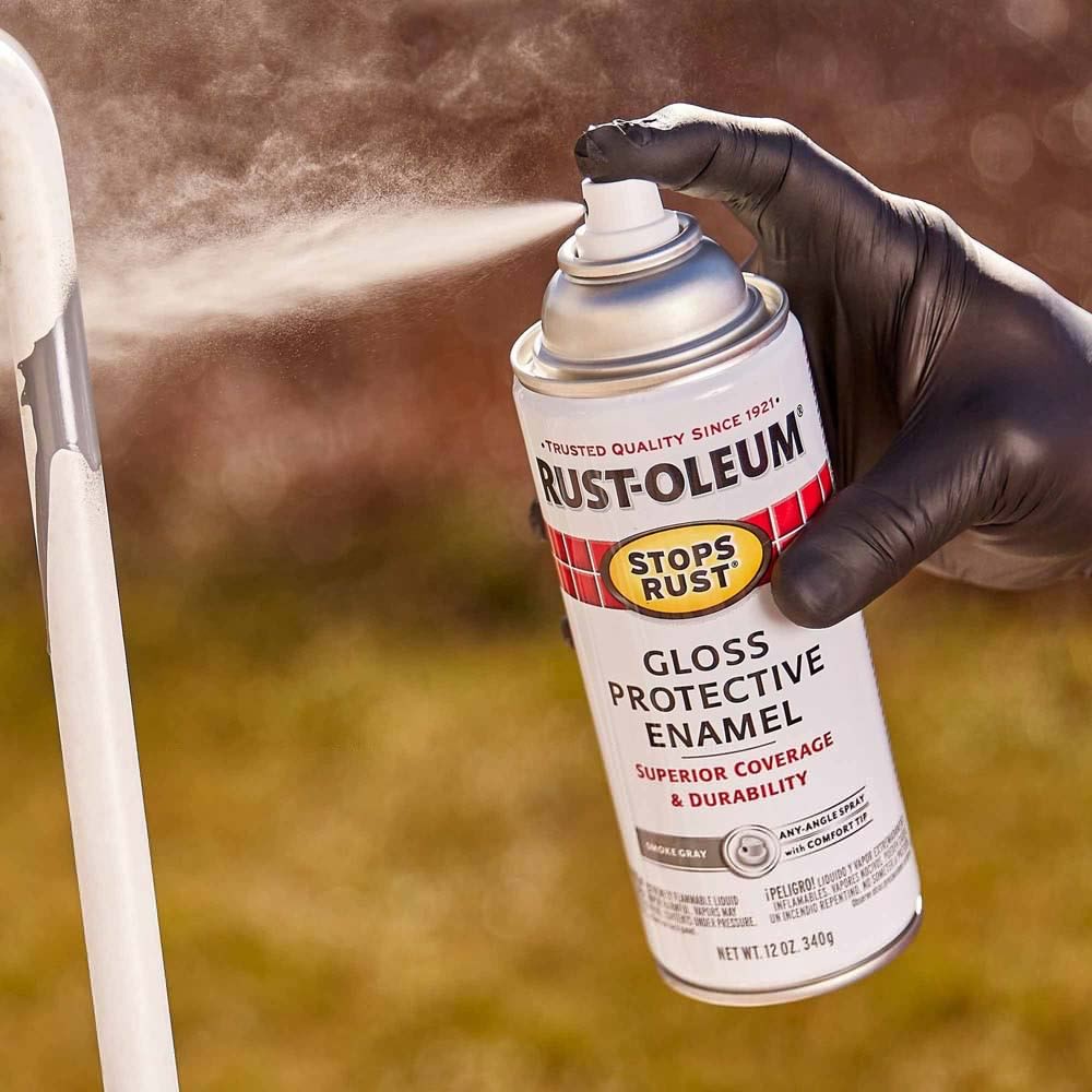 Rust-Oleum 7786830 Protective Enamel Spray Paint, Smoke Gray, Gloss (12 oz) - 3
