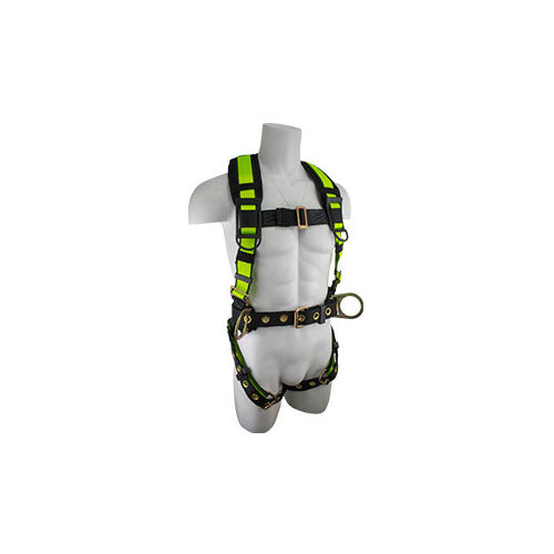 Safewaze 019-1028 (PCS) Construction Harness W 3 D-Ring, Tongue Buckle Legs, Quick-Connect Chest, Fixed Shoulder Pad, Srd Sleeve & Sub Pelvic Cover (L)