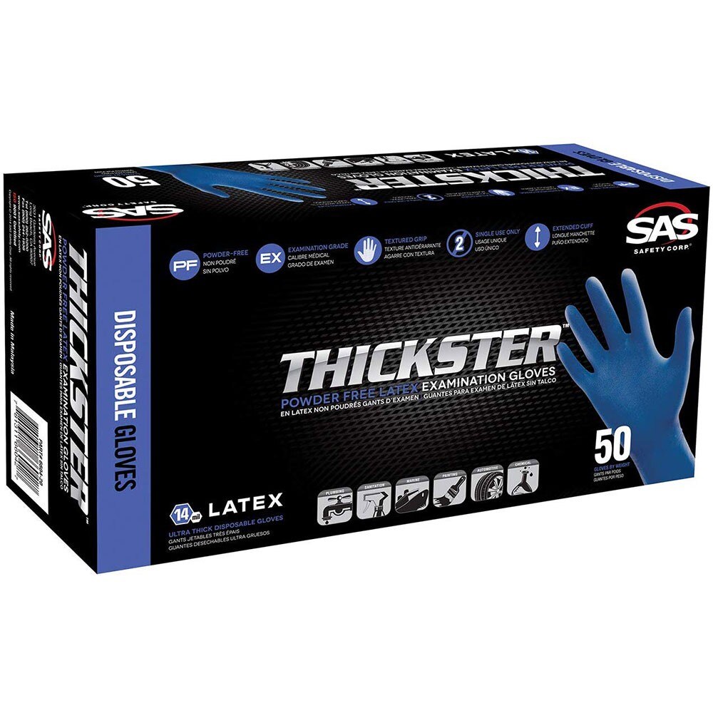 SAS 6603-20 Thickster Latex Powder-Free Disposable Glove, Large - 2