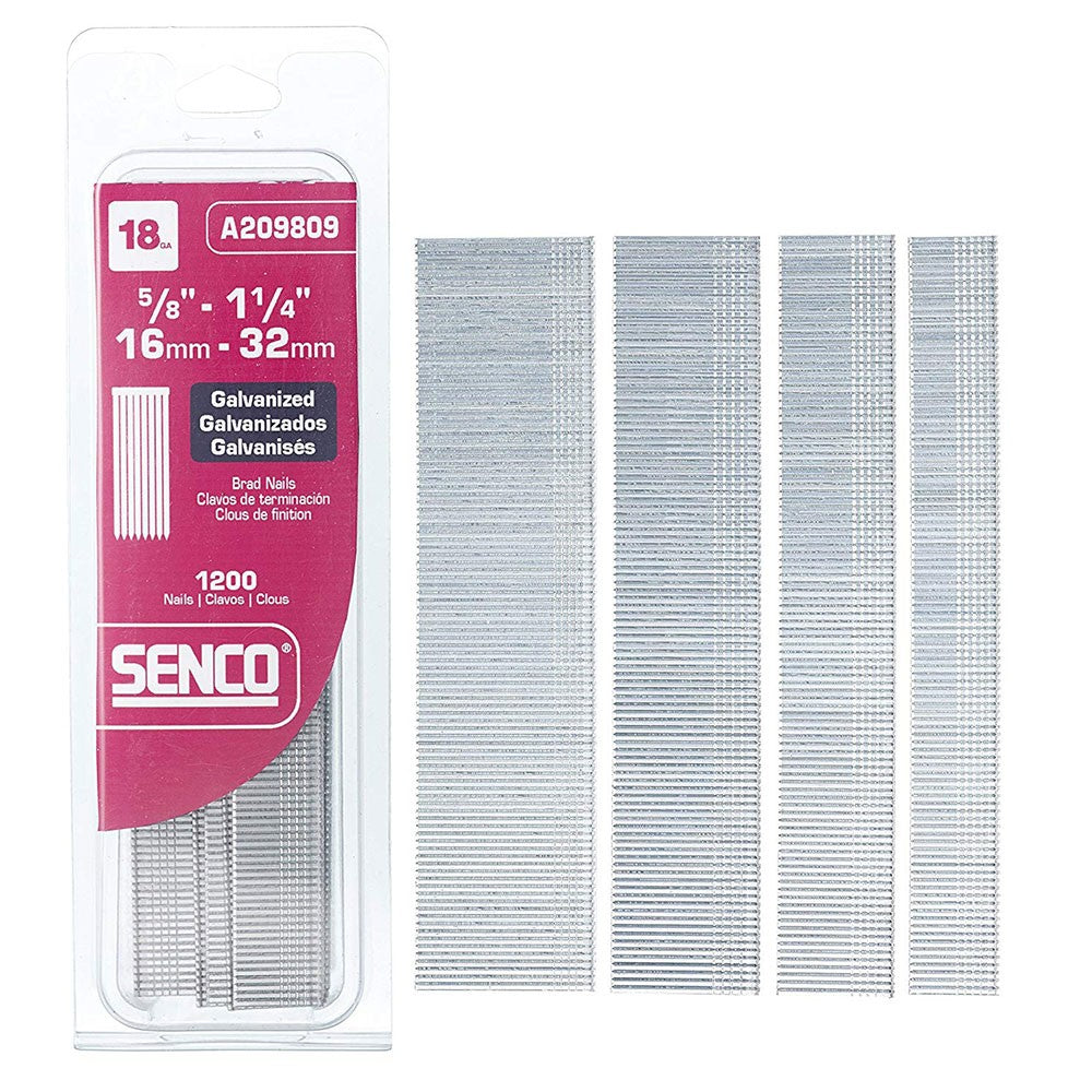 Senco A209809 18 Gauge Electro Galvanized Brads Assortment 5/8" to 1-1/4"