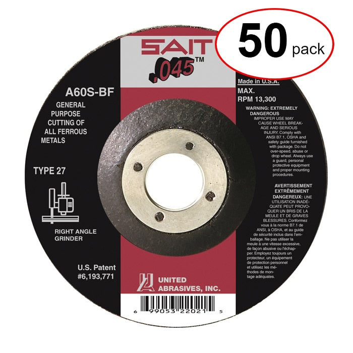 Sait 22021 - 4-1/2"X .045"X 7/8" Type 27 Cutoff Wheel - (50Pack)