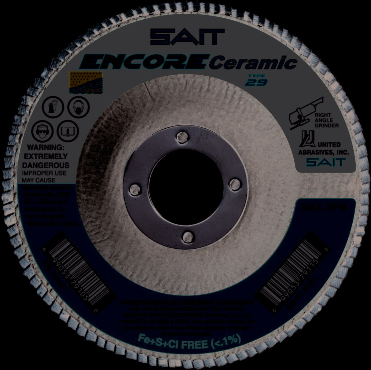 Sait 72827 ENCORE Ceramic Flap Disc T29 5 x 7/8 36X, 10 Pack