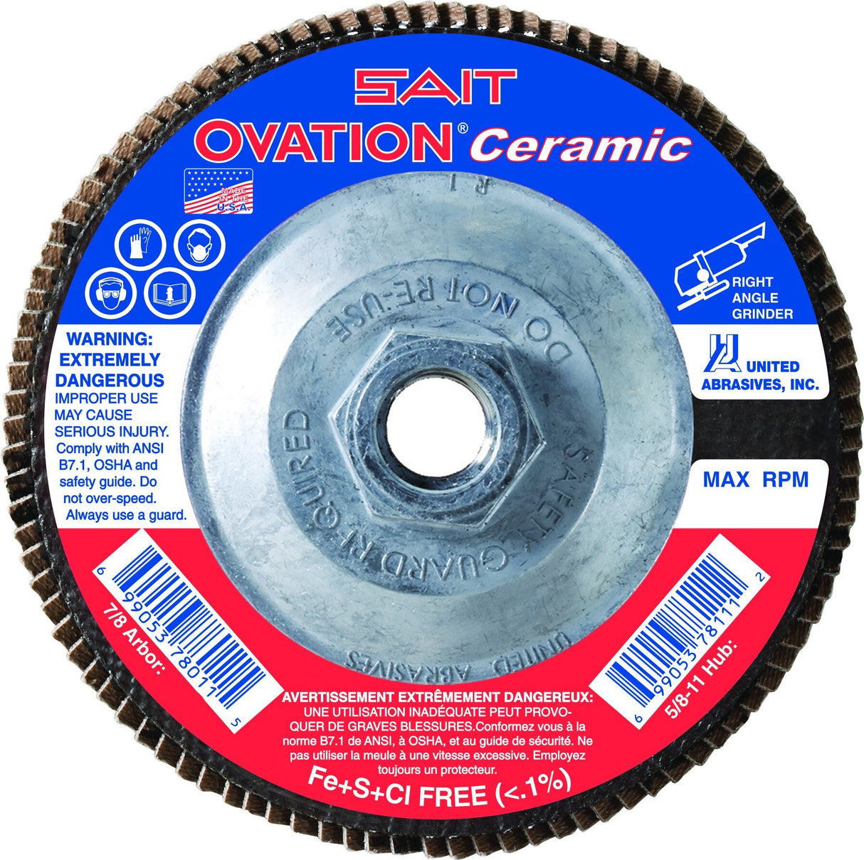 Sait 78320 OVATION Ceramic Flap Disc 4.5 x 5/8-11 36X, 10 Pack
