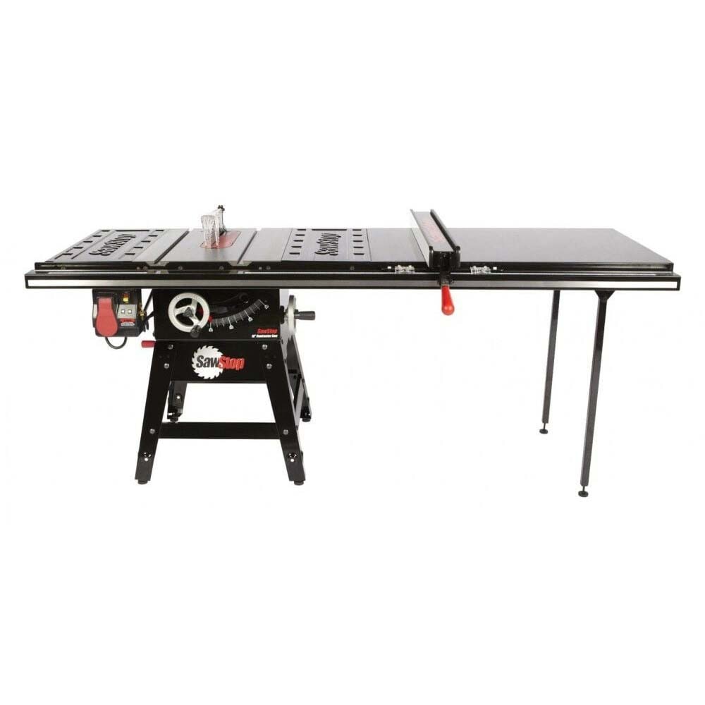 SawStop CNS175-ATGP52 Contractor Table Saw with 52 Inch Professional T-Glide Advance Fence, Rails & Extension Table
