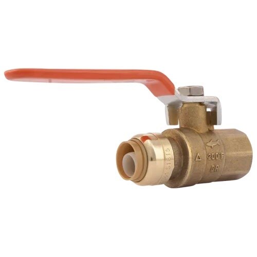 SharkBite 22182-0000LF 1/2 in. x 1/2 in. FNPT Push-to-Connect Adapter Quarter-Turn Ball Valve