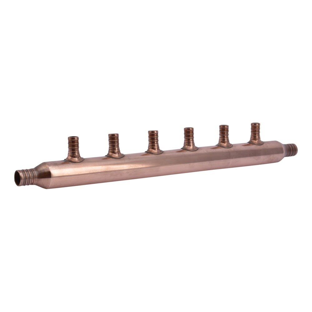 SharkBite 22788 6 Port Multi Port Open Tee PEX Manifold 3/4 in Inlet 1/2 in Outlet