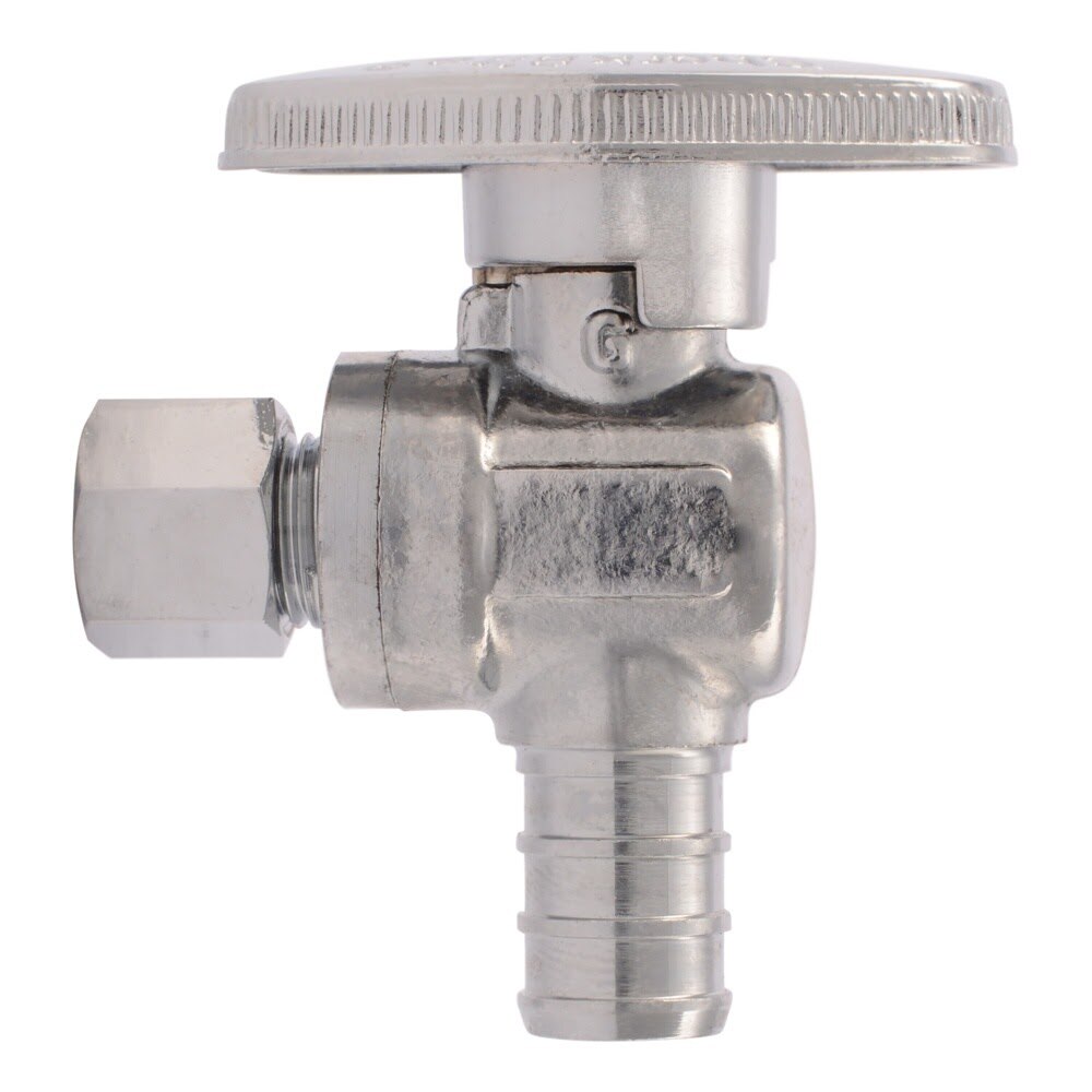 SharkBite 23056LF 1/2 in PEX Barb x 1/4 in OD Compression Brass Quarter Turn Angle Stop Valve - 2