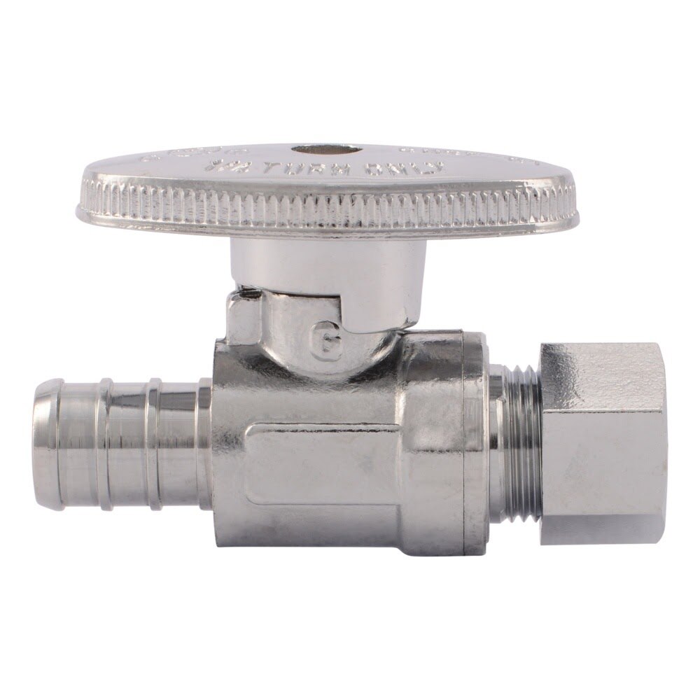 SharkBite 23057LF 1/2 in. PEX Barb x 3/8 in. OD Compression Quarter Turn Brass Straight Stop Valve - 2