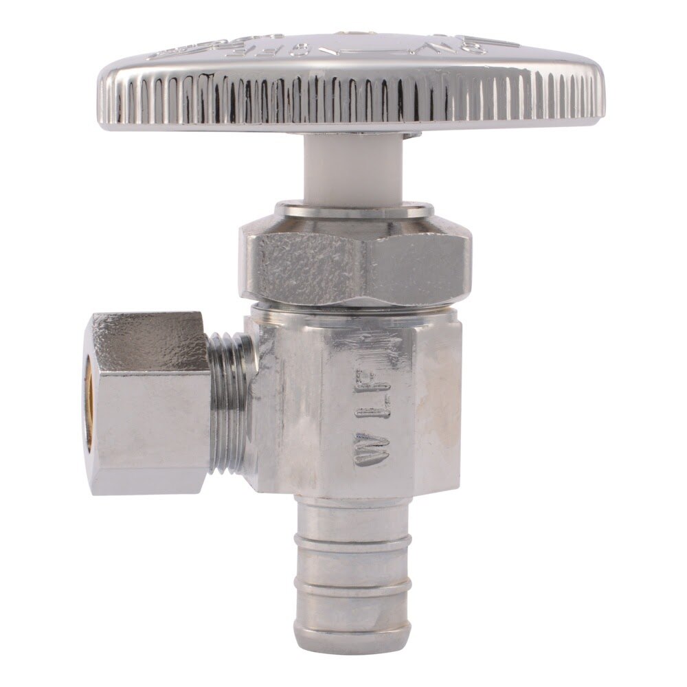 SharkBite 23060LF 1/2 in x 3/8 in OD Comp Brass Barb Multi-Turn Angle Stop Valve - 2