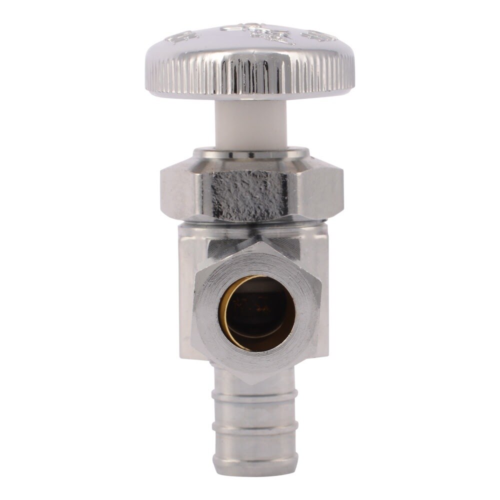 SharkBite 23060LF 1/2 in x 3/8 in OD Comp Brass Barb Multi-Turn Angle Stop Valve - 3