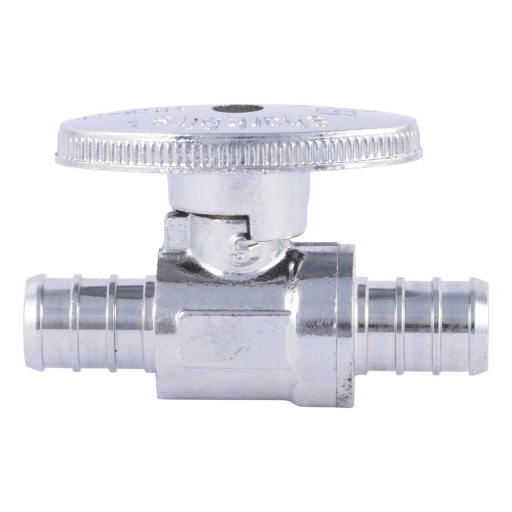 SharkBite 23063LF Half Inch x Half Inch Brass Barb Straight Stop Valve for PEX and PE-RT Pipe - 2
