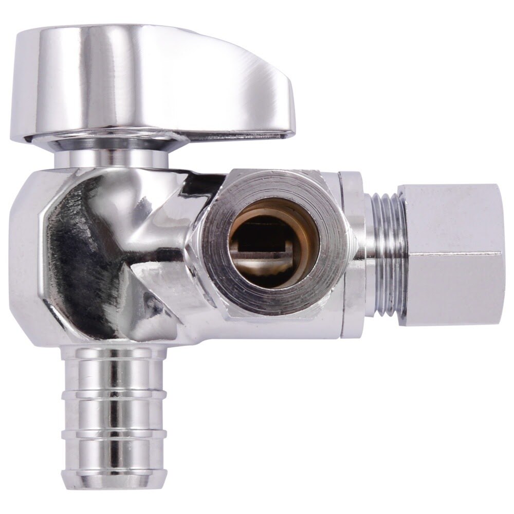 SharkBite 23066LF 1/2 in. x 3/8 in. OD x 3/8 in. OD Quarter Turn Dual Outlet Stop Valve - 2