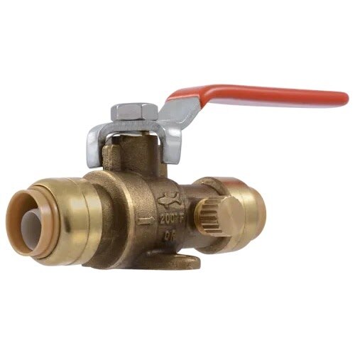 SharkBite 24615-0000LF 1/2 in. x 1/2 in. Push-to-Connect Ball Valve with Drain and Mounting Bracket