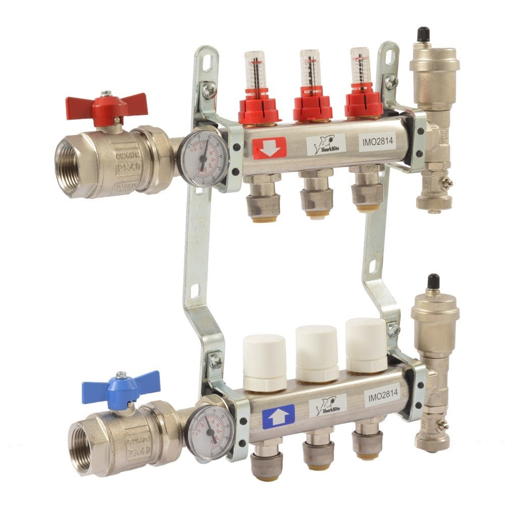 SharkBite 24930 1/2 in. 3 Loop Radiant Heating Manifold with 1 in. FNPT Inlet