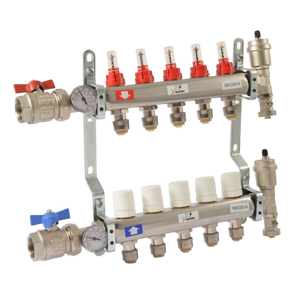 SharkBite 24932 1/2 in. 5 Loop Radiant Heating Manifold for Underfloor Heating