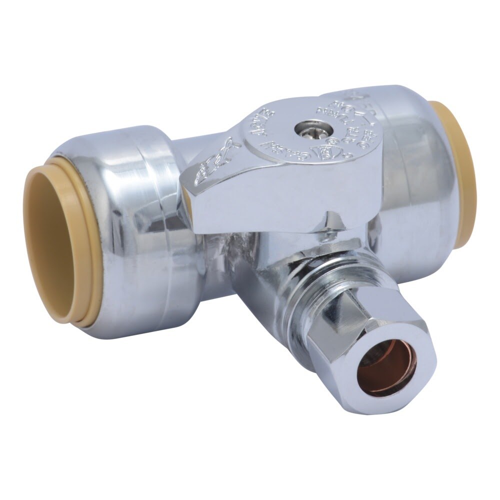 SharkBite 24986A 3/4 in x 3/4 in x 3/8 in OD Compression Push-to-Connect Tee Stop Valve