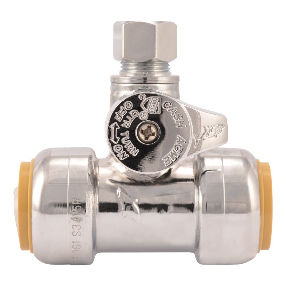 SharkBite 24986A 3/4 in x 3/4 in x 3/8 in OD Compression Push-to-Connect Tee Stop Valve - 2