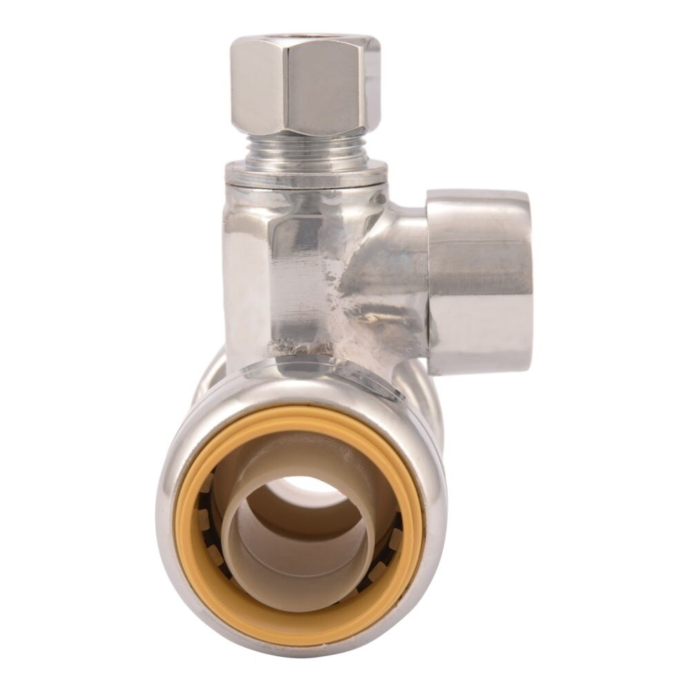 SharkBite 24986A 3/4 in x 3/4 in x 3/8 in OD Compression Push-to-Connect Tee Stop Valve - 3