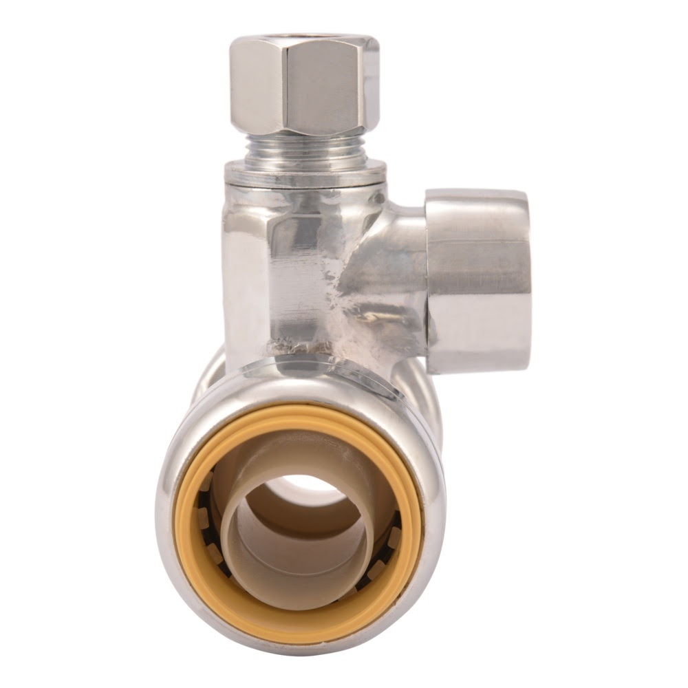 SharkBite 24986A 3/4 in x 3/4 in x 3/8 in OD Compression Push-to-Connect Tee Stop Valve - 3