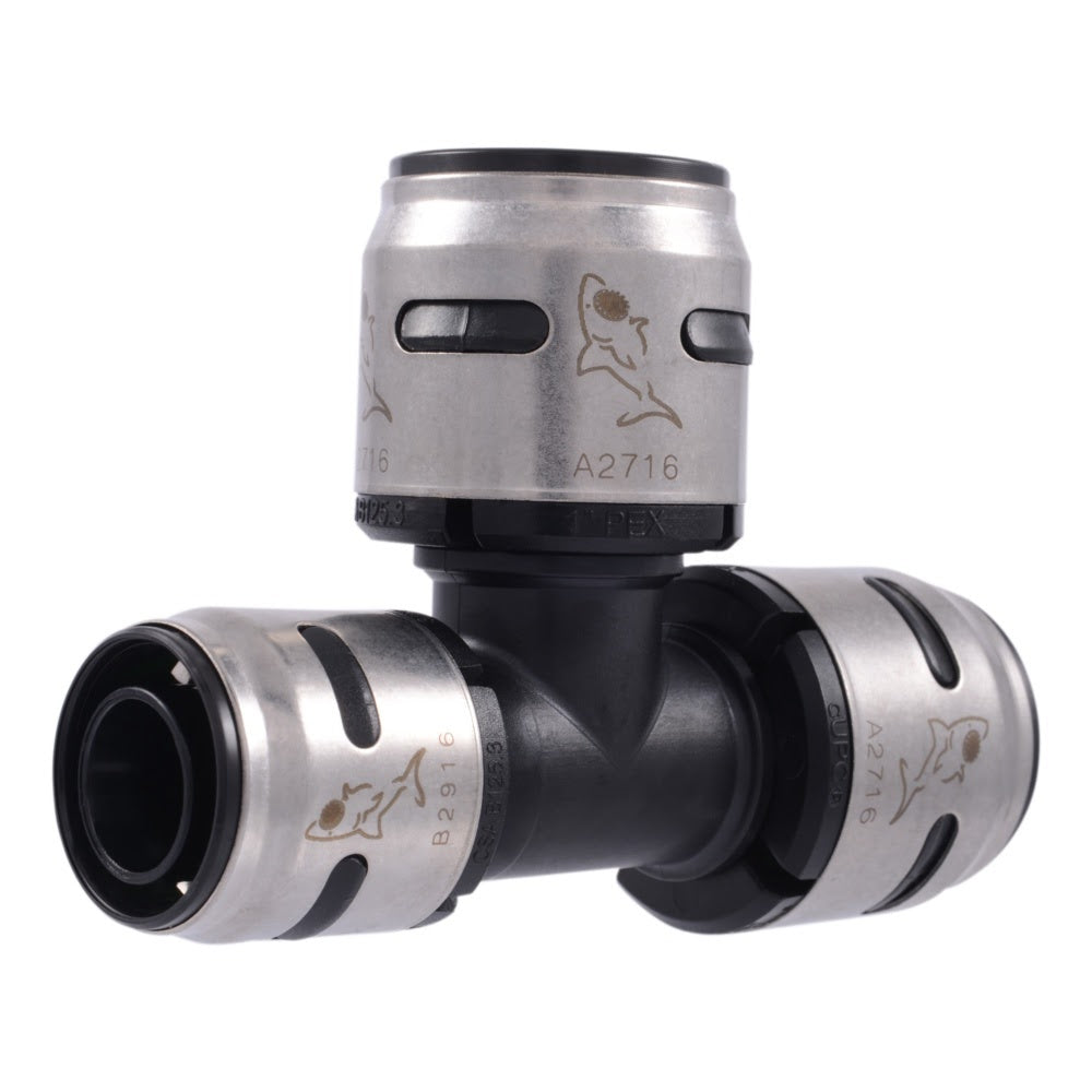 SharkBite K418WP2 1 in x 3/4 in x 1 in EvoPEX Push to Connect Reducing Tee for PEX Pipe (2 Pack)