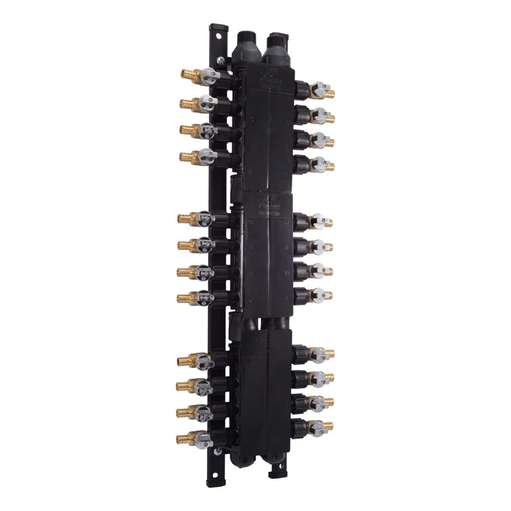 SharkBite RM22724 24-Port PEX Manifold with Brass Crimp Ball Valves, 3/4 in. Inlet x 1/2 in. Outlet