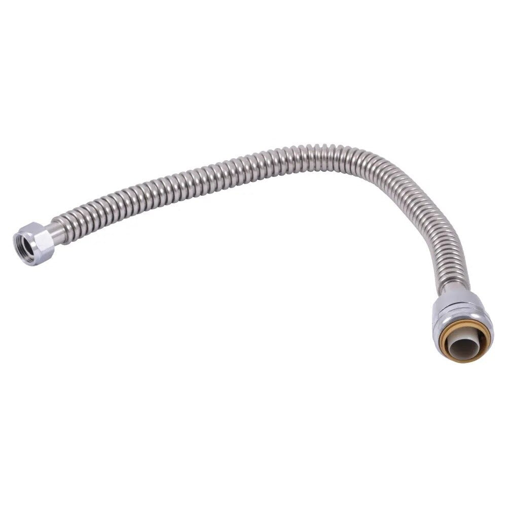 SharkBite SS3096FLEX24LF 1 in x 3/4 in FIP x 24 in Stainless Steel Corrugated Water Heater Connector