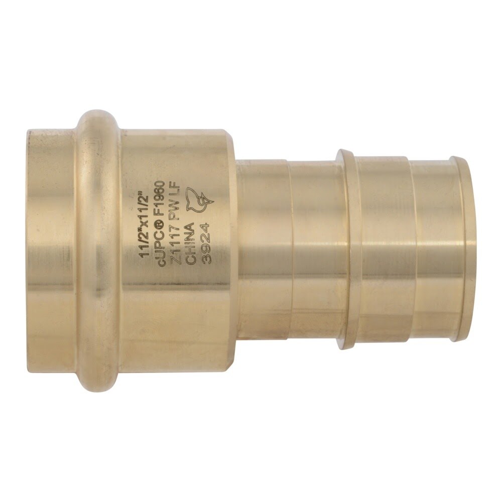 SharkBite UAB741LF 1.5 in. x 1.5 in. Brass Expansion to Copper Press Adapter for PEX-A Pipe - 3