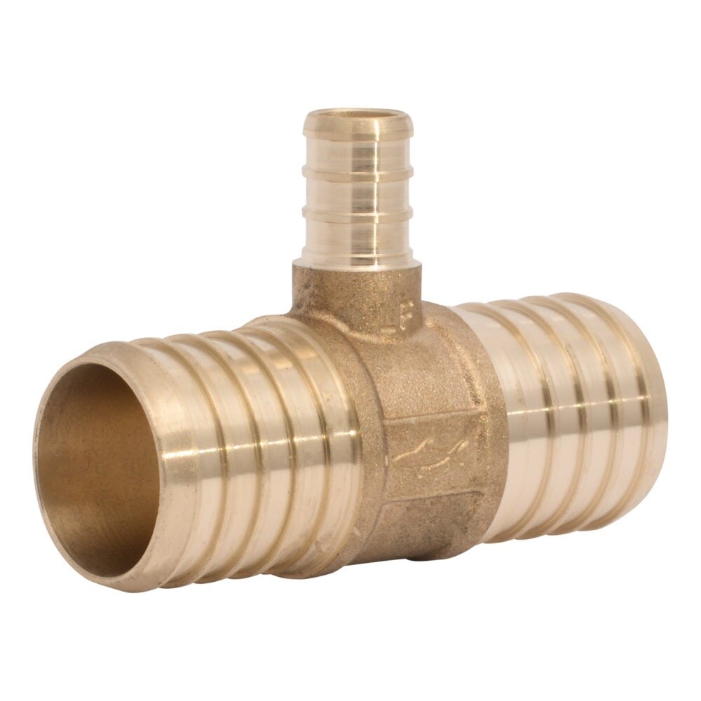 SharkBite UC08353516 1-1/4 in x 1-1/4 in x 1/2 in Lead Free Brass PEX Barb Reducing Tee