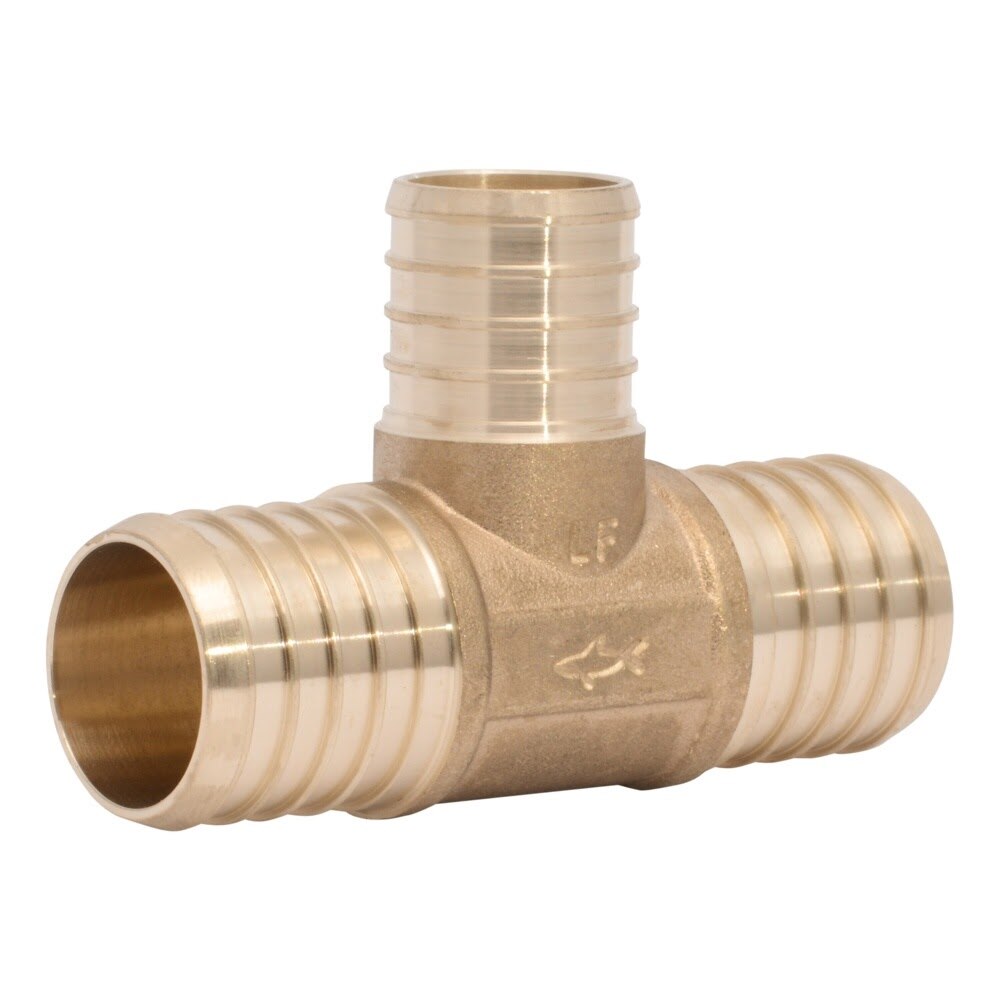 SharkBite UC08353528 1-1/4 in x 1-1/4 in x 1 in Brass PEX Crimp Reducing Tee for Potable Water