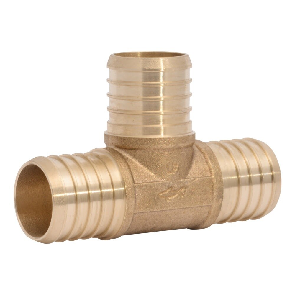 SharkBite UC0835 1-1/4 in Brass Barb Equal Tee for PEX and PE-RT Pipe