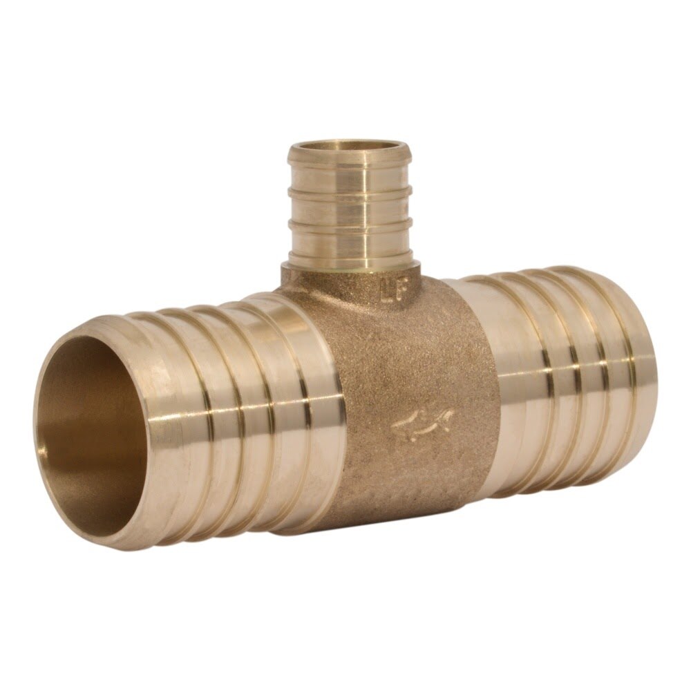 SharkBite UC08414122 1-1/2 in. x 1-1/2 in. x 3/4 in. Brass Barb Reducing Tee for PEX