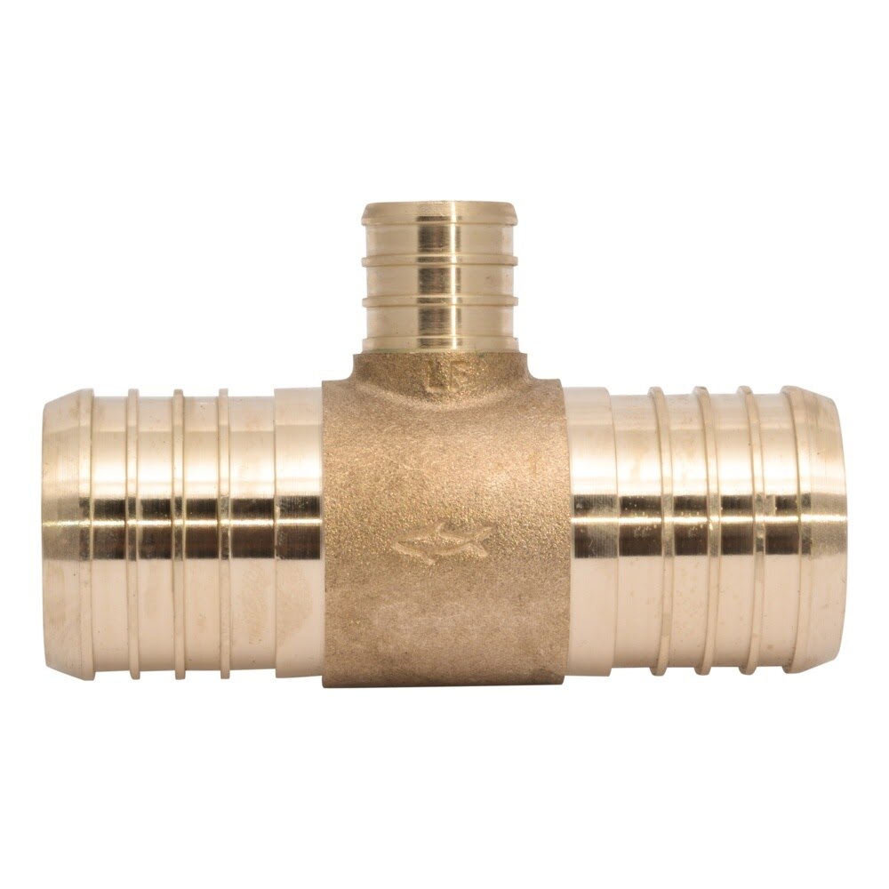 SharkBite UC08414122 1-1/2 in. x 1-1/2 in. x 3/4 in. Brass Barb Reducing Tee for PEX - 2