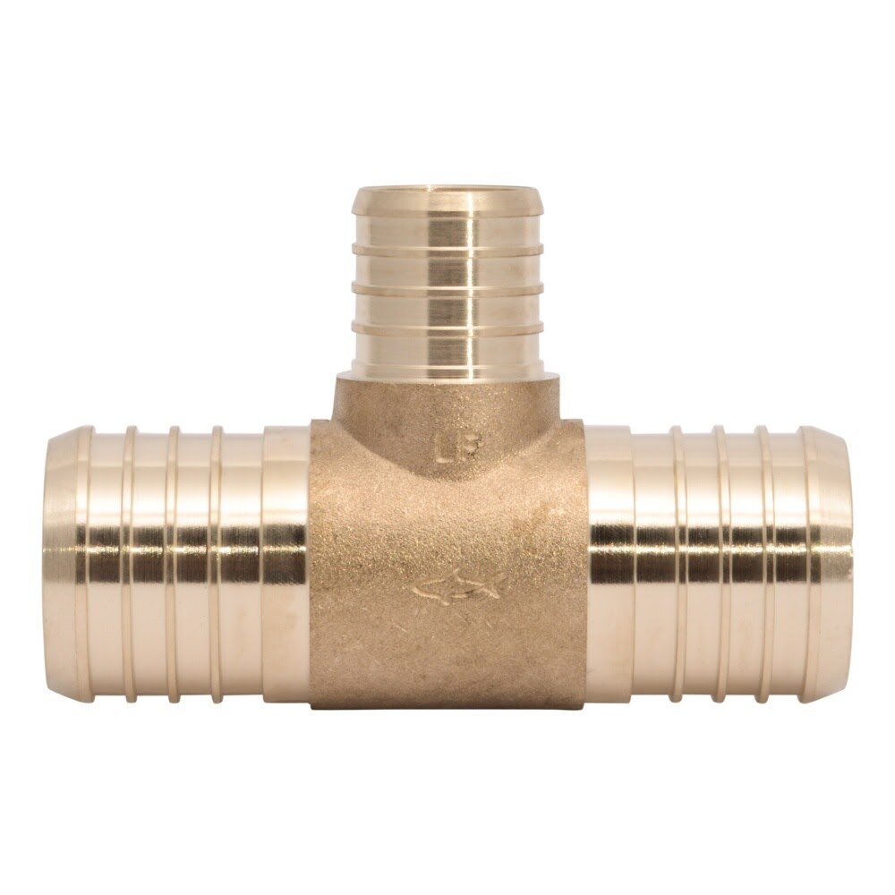 SharkBite UC08414128 1-1/2 in. x 1-1/2 in. x 1 in. Brass Barb Reducing Tee for PEX - 2