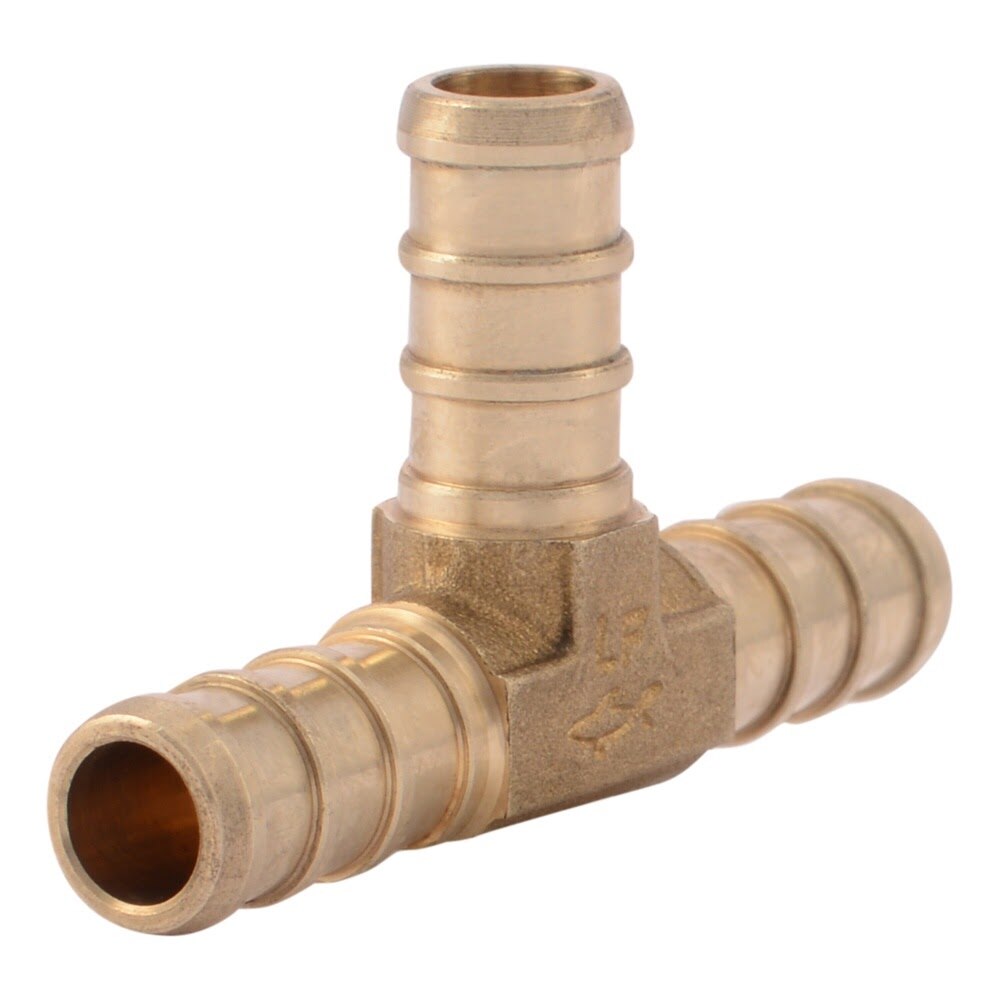 SharkBite UC360LF 3/8 in. x 3/8 in. x 3/8 in. Lead-Free Brass Barb Tee for PEX and PE-RT