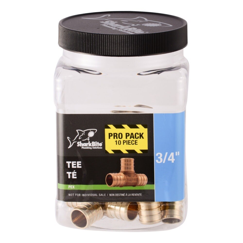 SharkBite UC370LF 3/4 in. x 3/4 in. x 3/4 in. Brass PEX Barb Tee Crimp Fitting - 2