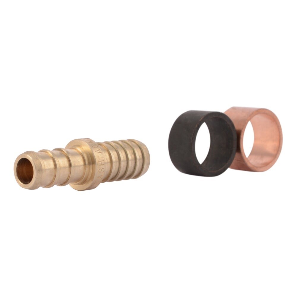 SharkBite UC4006LF 3/8 in. x 3/8 in. Brass Barb Polybutylene Adapter with Crimp Rings