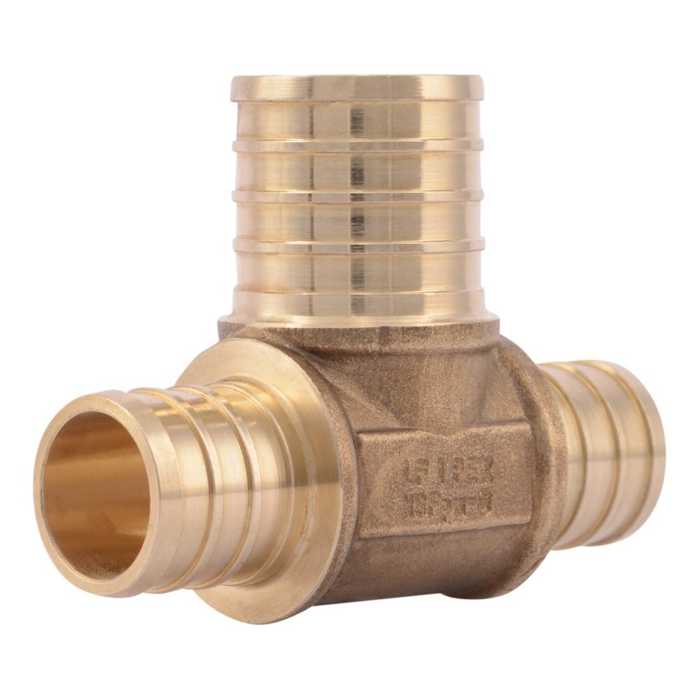 SharkBite UC413LF 3/4 in. x 3/4 in. x 1 in. Lead Free Brass Barb Bull Nose Tee for PEX Pipe