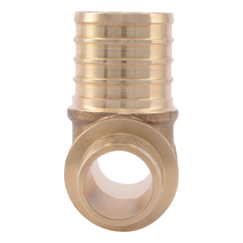 SharkBite UC413LF 3/4 in. x 3/4 in. x 1 in. Lead Free Brass Barb Bull Nose Tee for PEX Pipe - 3