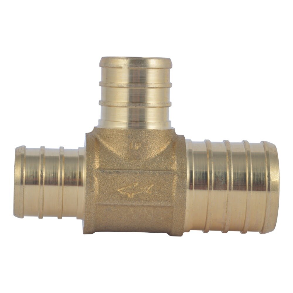 SharkBite UC414LF 1 in. x 3/4 in. x 3/4 in. Lead-Free Brass Barb Reducing Tee for PEX Tubing - 2