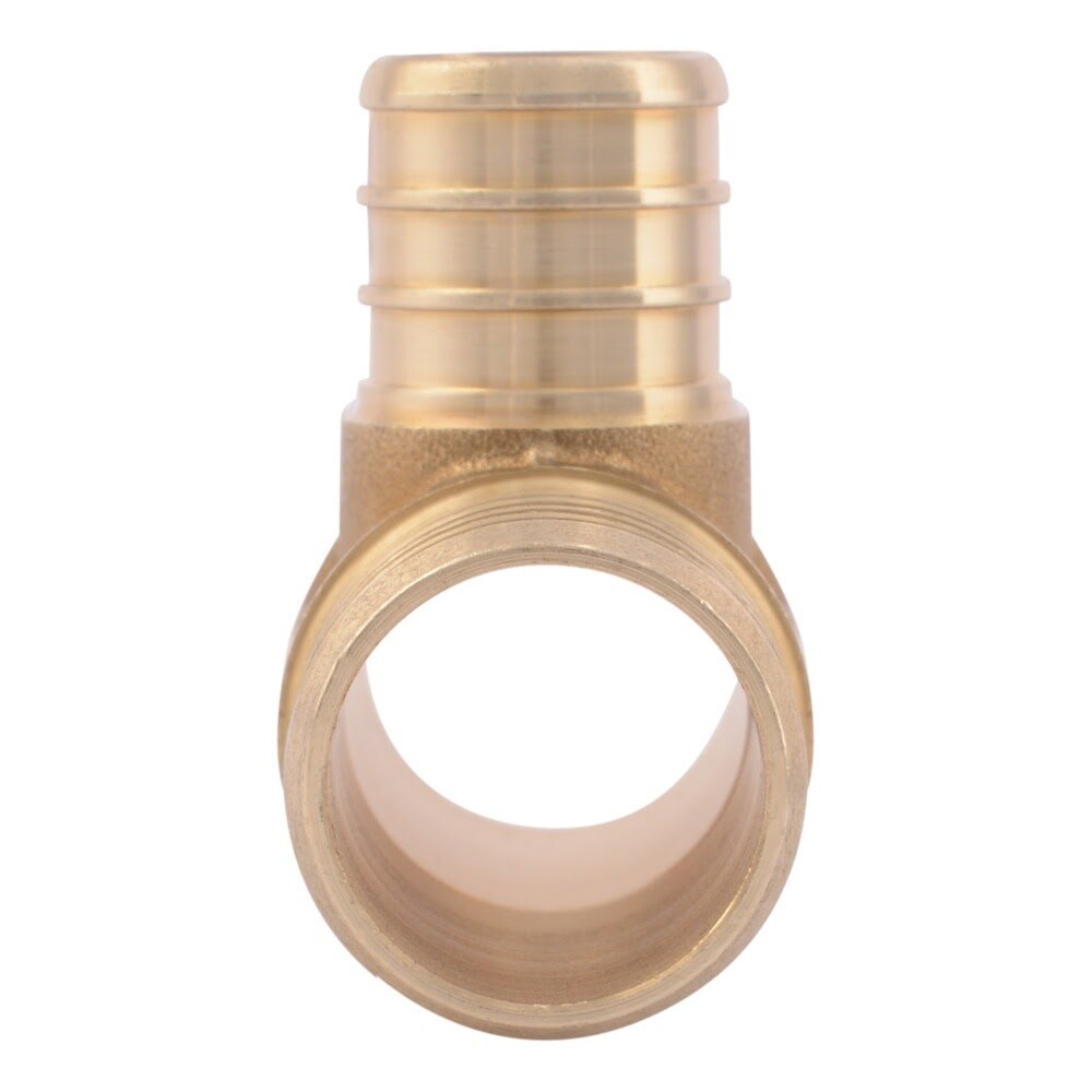 SharkBite UC416LF 1 in x 1 in x 3/4 in Lead-Free DZR Brass Barb Reducing Tee for PEX Pipe - 2