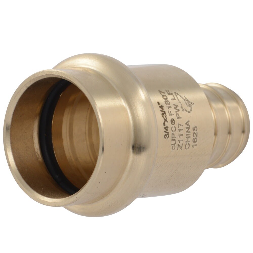 SharkBite UC722LFA 3/4 in Brass Barb x 3/4 in Copper Press Adapter Fitting for PEX Pipe