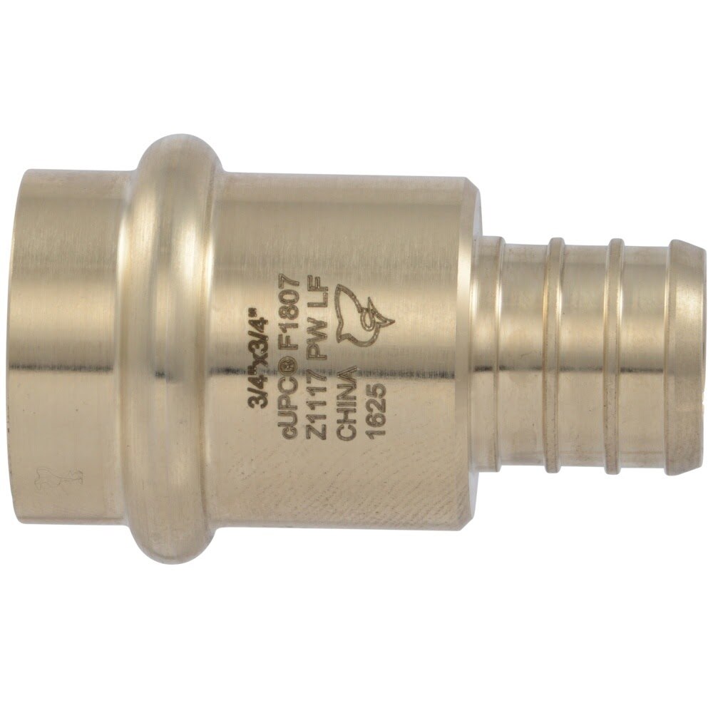 SharkBite UC722LFA 3/4 in Brass Barb x 3/4 in Copper Press Adapter Fitting for PEX Pipe - 3