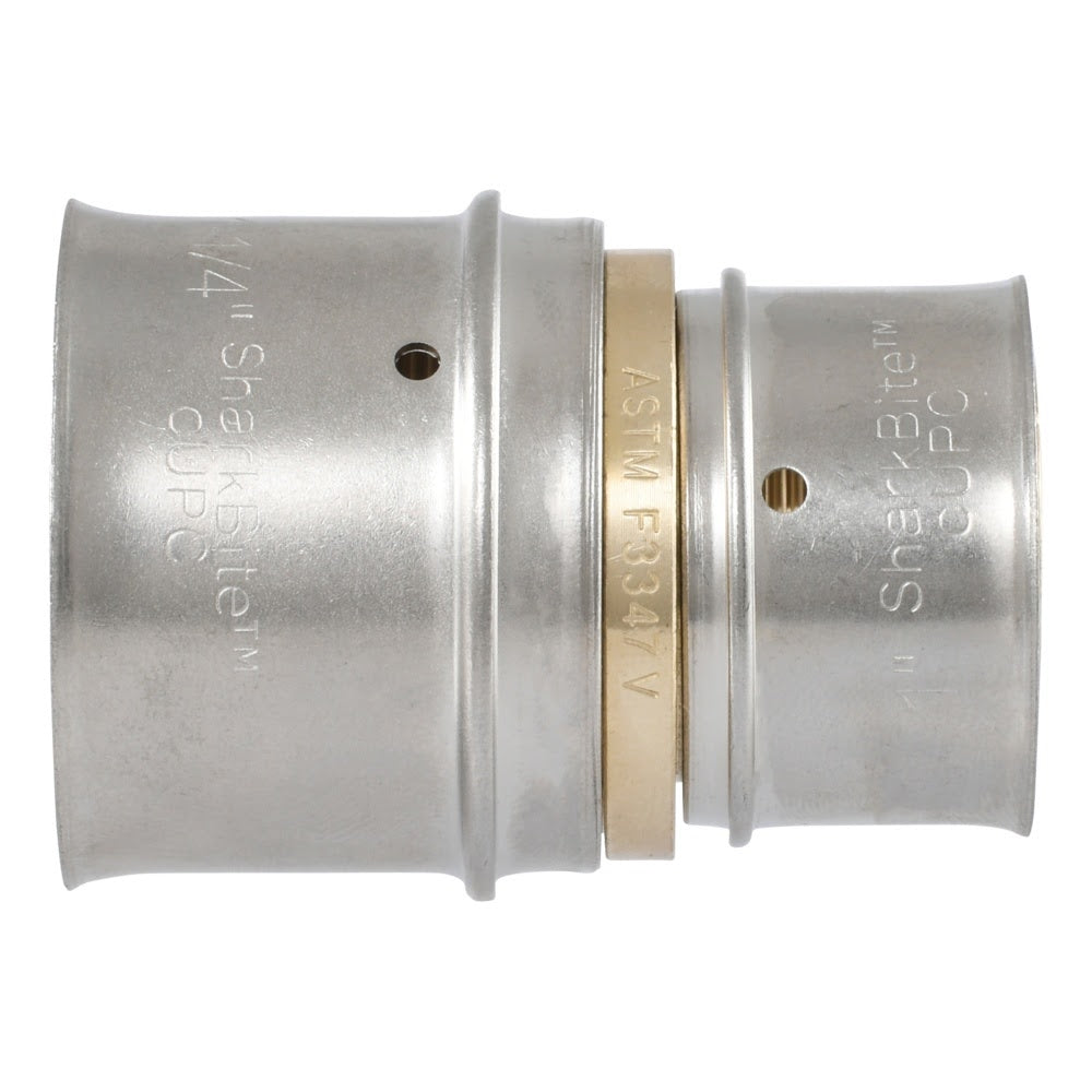 SharkBite UCP013528 1-1/4 in. x 1 in. Brass PEX Press Reducing Coupling for PEX-a and PEX-b Pipe - 3