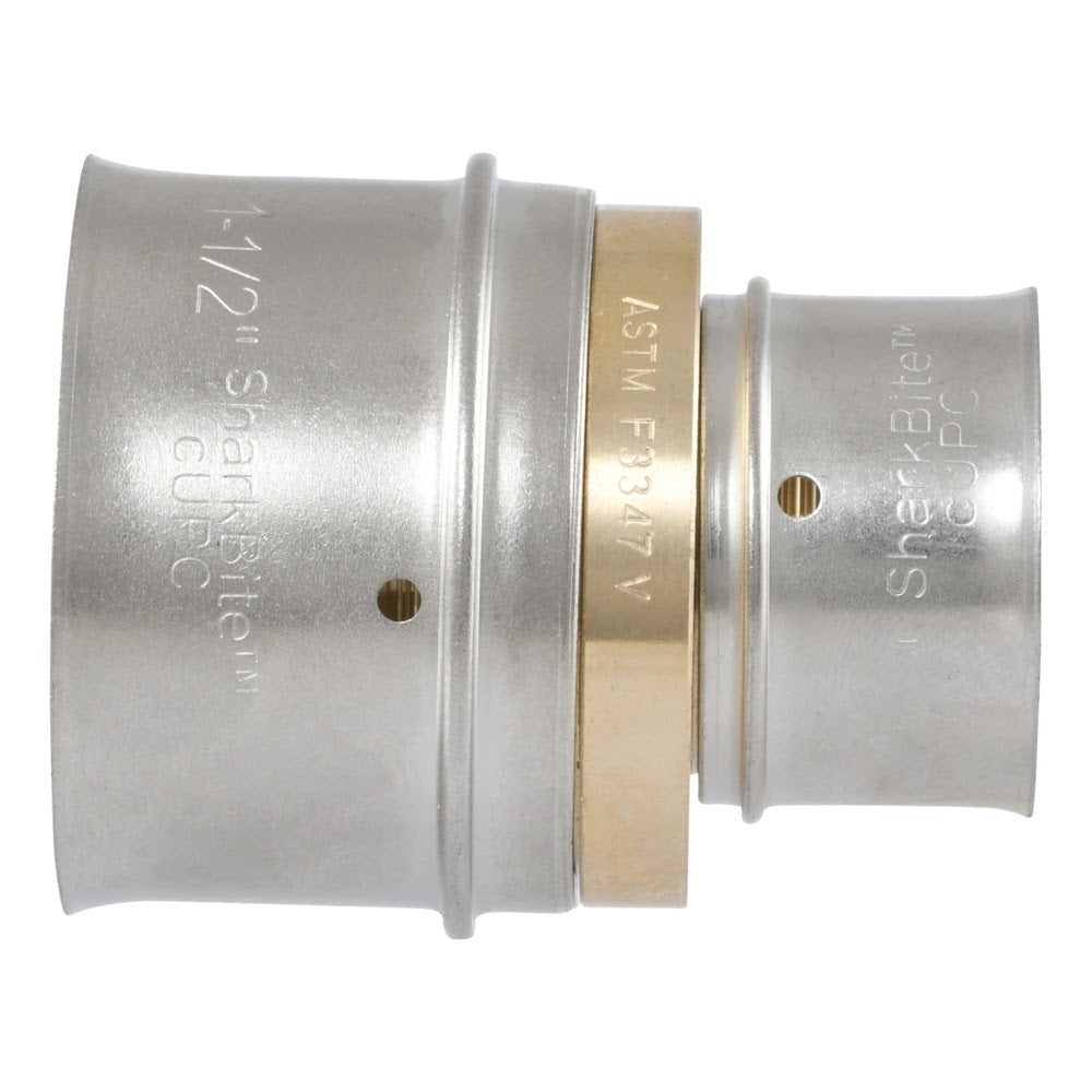 SharkBite UCP014128 Brass PEX Press Reducing Coupling 1-1/2 in. x 1 in. DZR Brass Fitting - 3