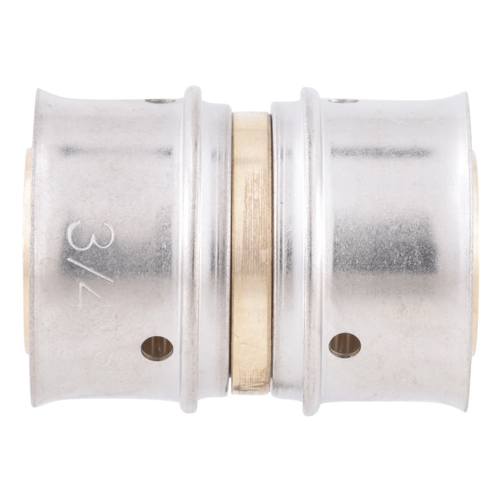 SharkBite UCP016 3/4 in x 3/4 in Brass PEX Press Coupling with Stainless Steel Sleeve - 3