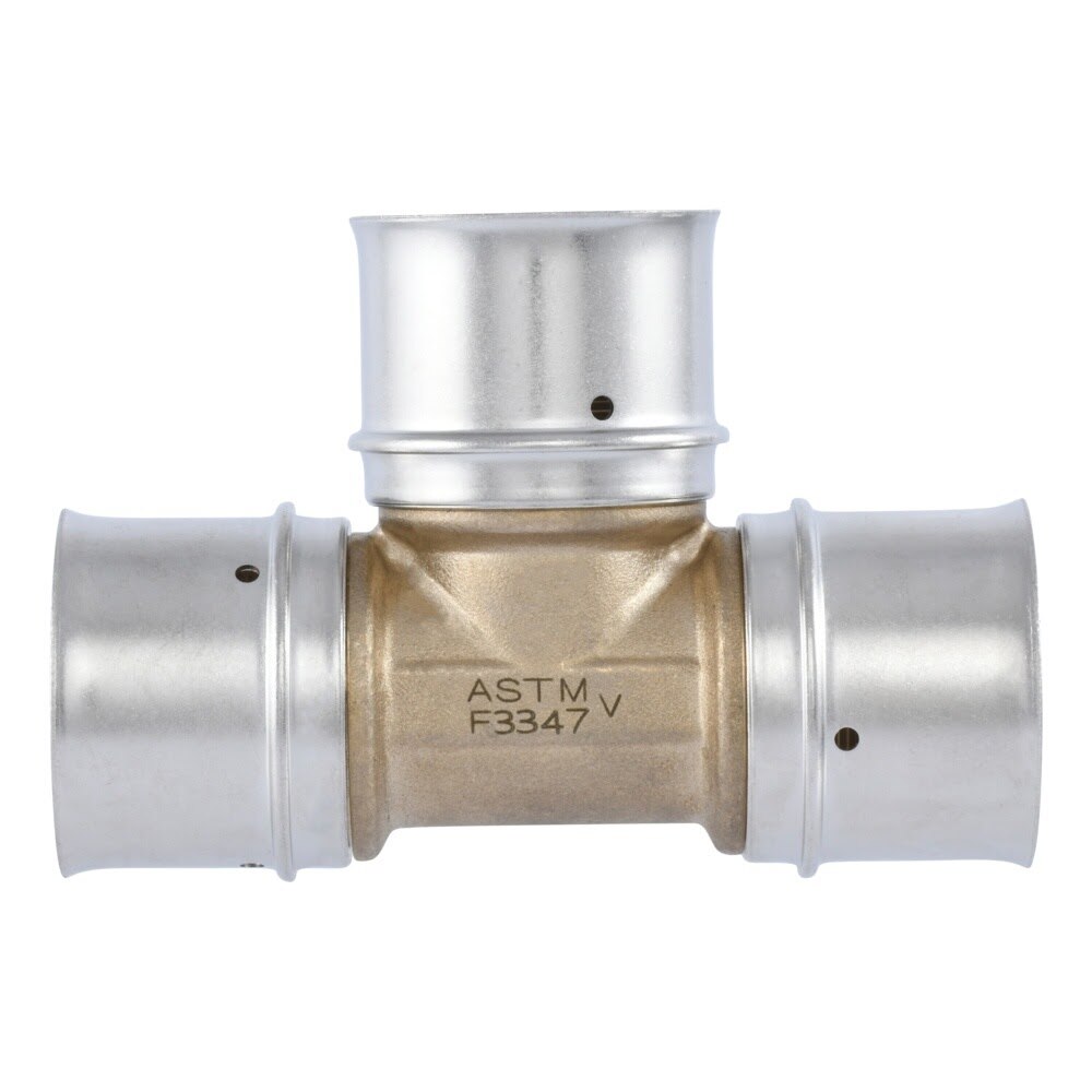 SharkBite UCP0835 1-1/4 in. x 1-1/4 in. x 1-1/4 in. Brass PEX Press Tee for PEX Pipe - 3