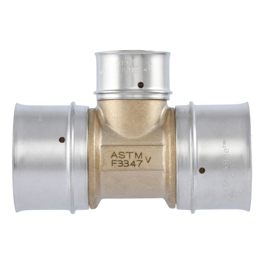 SharkBite UCP08414128 Brass PEX Press Reducing Tee 1-1/2 in x 1-1/2 in x 1 in - 3