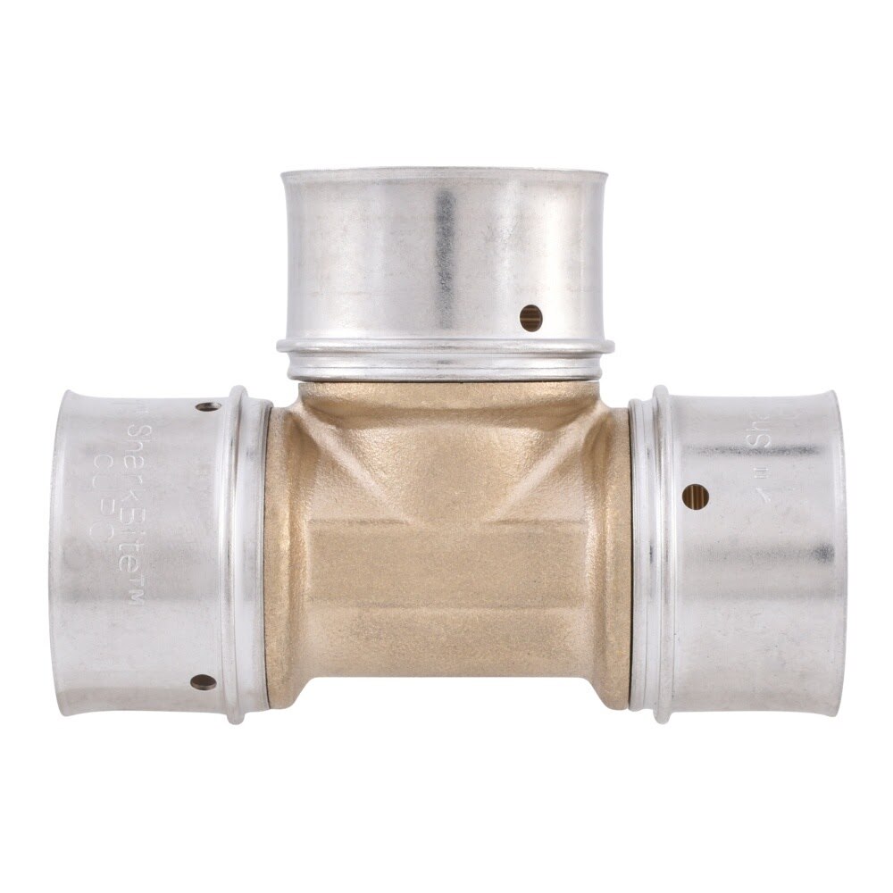 SharkBite UCP374 1 in. x 1 in. x 1 in. Brass PEX Press Tee - 3
